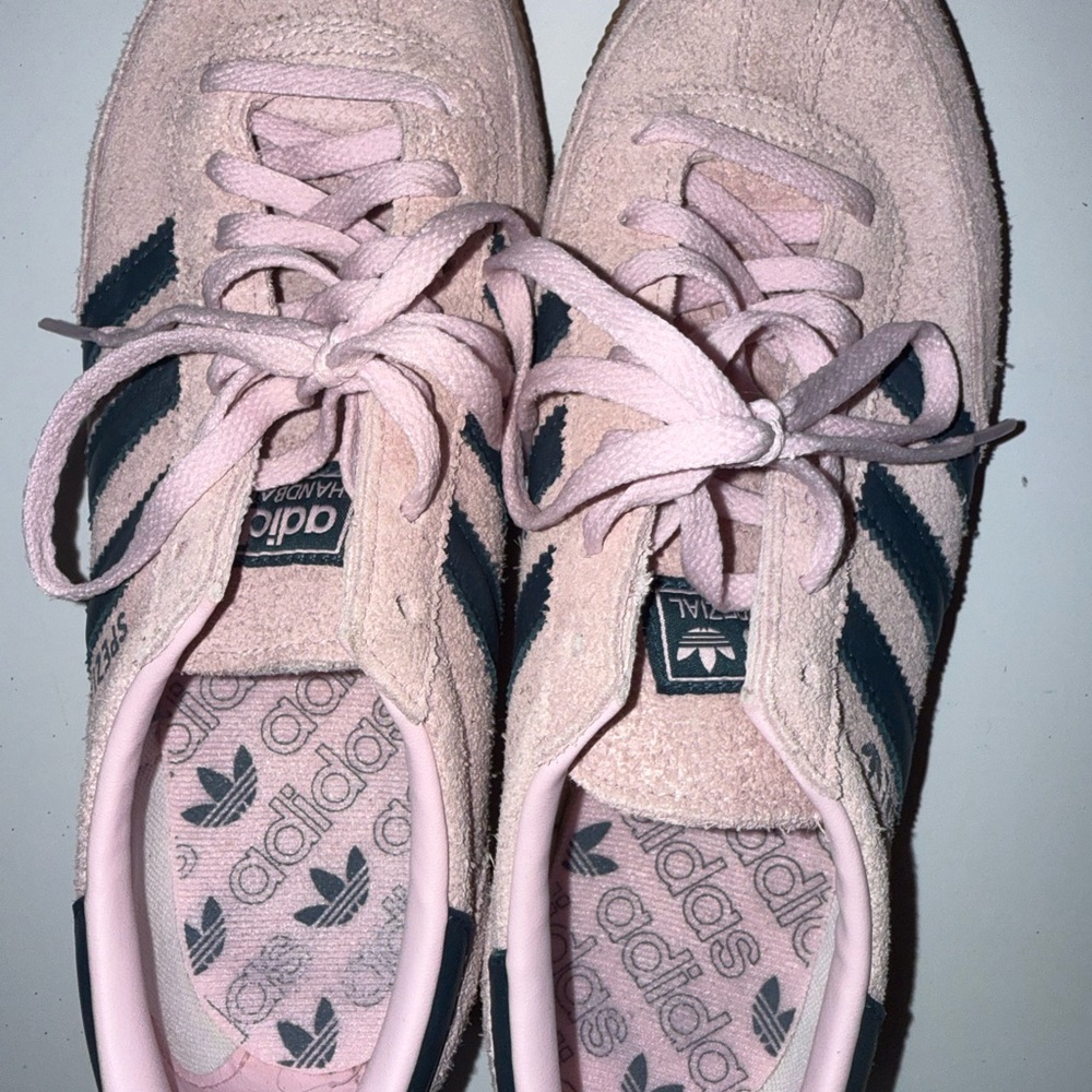 Adidas Women's Light Pink and Dark Blue Sneakers
